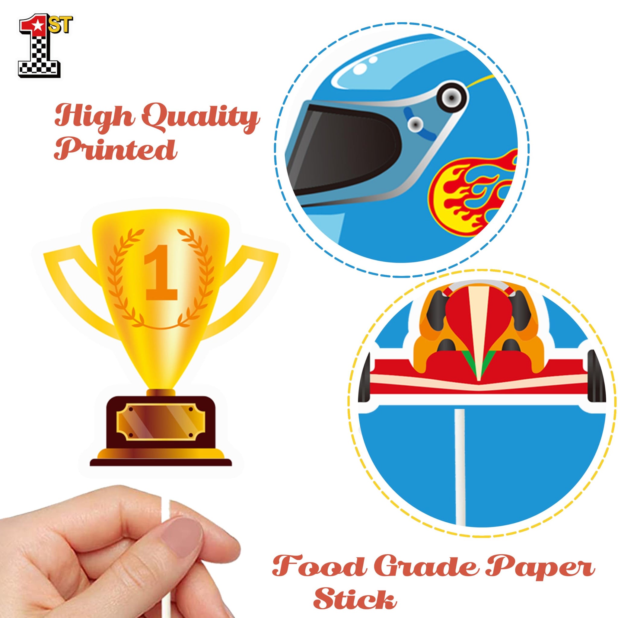 36Pcs Race Car Cupcake Toppers Racing Car Birthday Decorations for Race Car Birthday Party Favors Let's Go Racing Party Racing Car Baby Shower