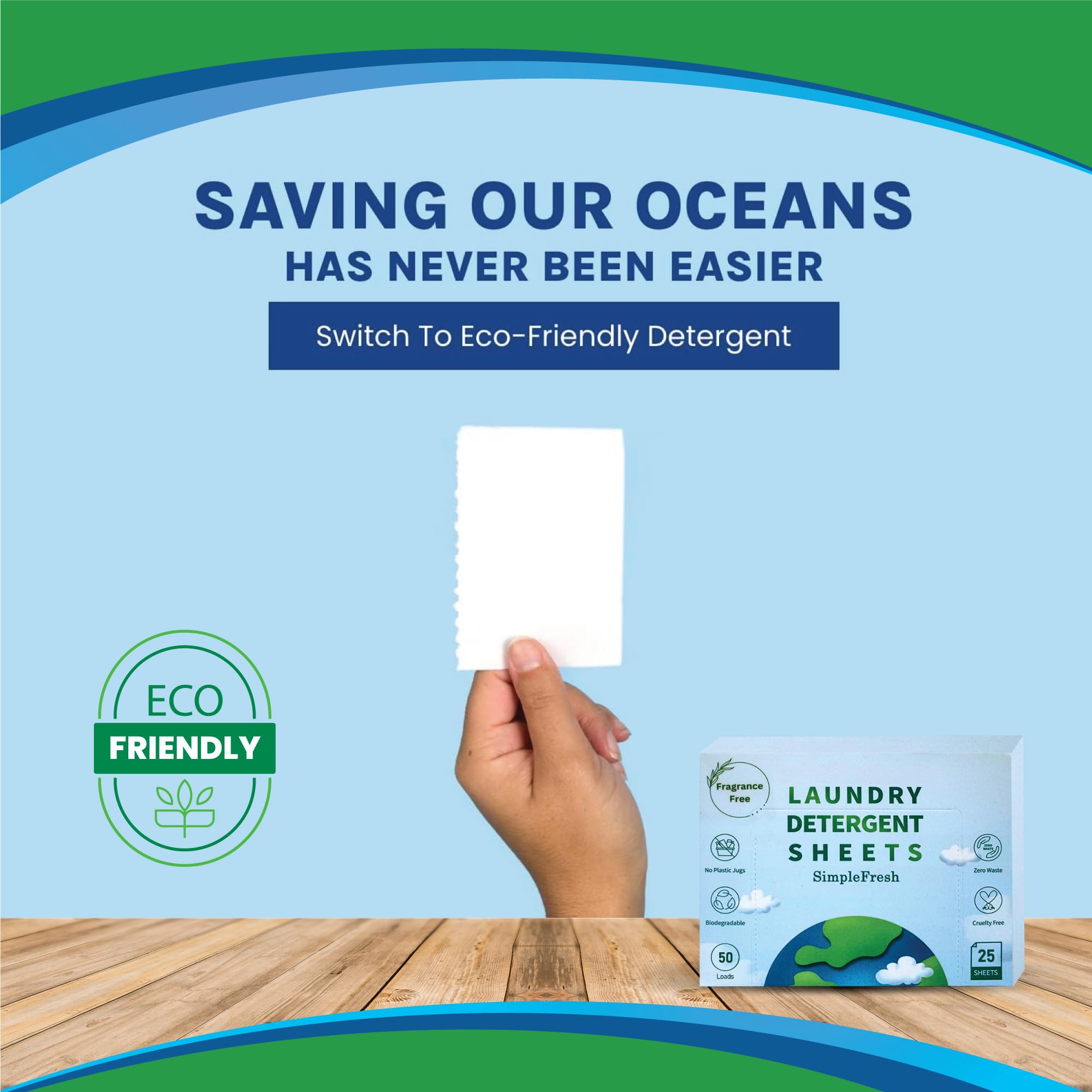 Eco-Friendly Laundry Detergent Sheets - 50 Loads | Plant-Based Travel Laundry Detergent Fragrance Free | Hypoallergenic, Biodegradable Dissolvable