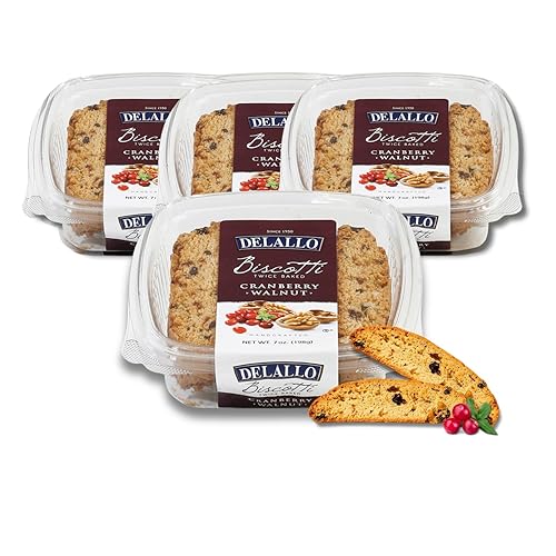 DeLallo Cranberry Walnut Biscotti, (4 Pack) Authentic Italian Recipe, Small Batch Twice Baked Cookies, Non-GMO, Kosher Italian Biscuits, Made with All