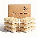 Eco Kitchen Sponges - Plant Based Cellulose & Natural Loofah Scrub Sponge - Biodegradable Dish Sponge - 6 Pack - by Janté Co.