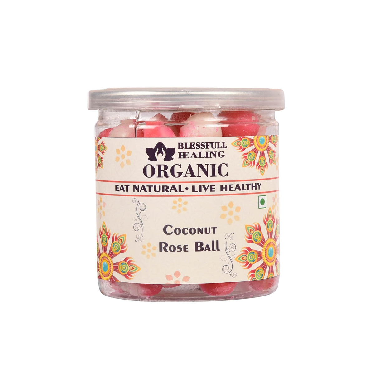 Blessfull Healing Organic Coconut Rose Ball 300 Gram Airtight Container