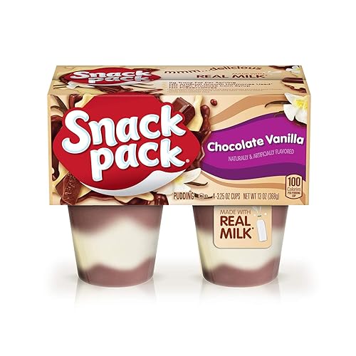Snack Pack Pie Pudding Chocolate and Vanilla, 13 Oz, 4 Ct Cups