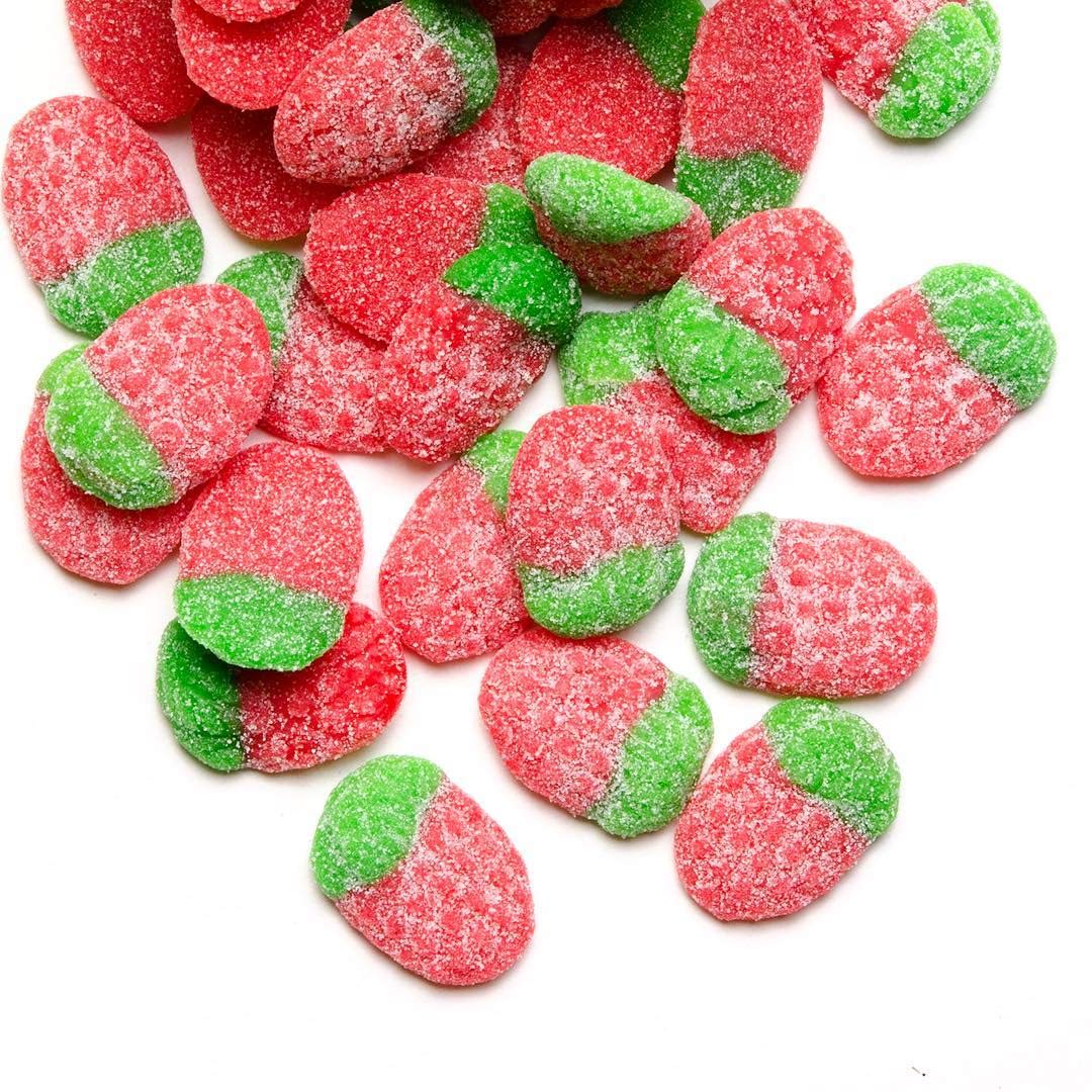 Candy Club Gourmet Gummy Sour Strawberries, Gluten Free, Sweet, Sour, and Chewy Fruit Treats for Gifts, Parties, Snacks, Candy Buffets, etc. - 7oz Jar