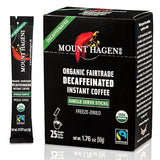 Mount Hagen 25 Count Single Serve Instant Decaf Coffee | Decaffeinated Organic Arabica Beans | [25 sticks/1.76oz/50g]