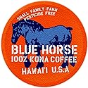 Blue Horse 100% Kona Coffee Pods, Medium Roast, 10ct Single Serve, Compatible with K Cups 2.0, Farm Fresh, Authentic Arabica Beans from Hawaii’s Big
