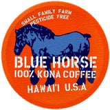 Blue Horse 100% Kona Coffee Pods, Medium Roast, 10ct Single Serve, Compatible with K Cups 2.0, Farm Fresh, Authentic Arabica Beans from Hawaii’s Big