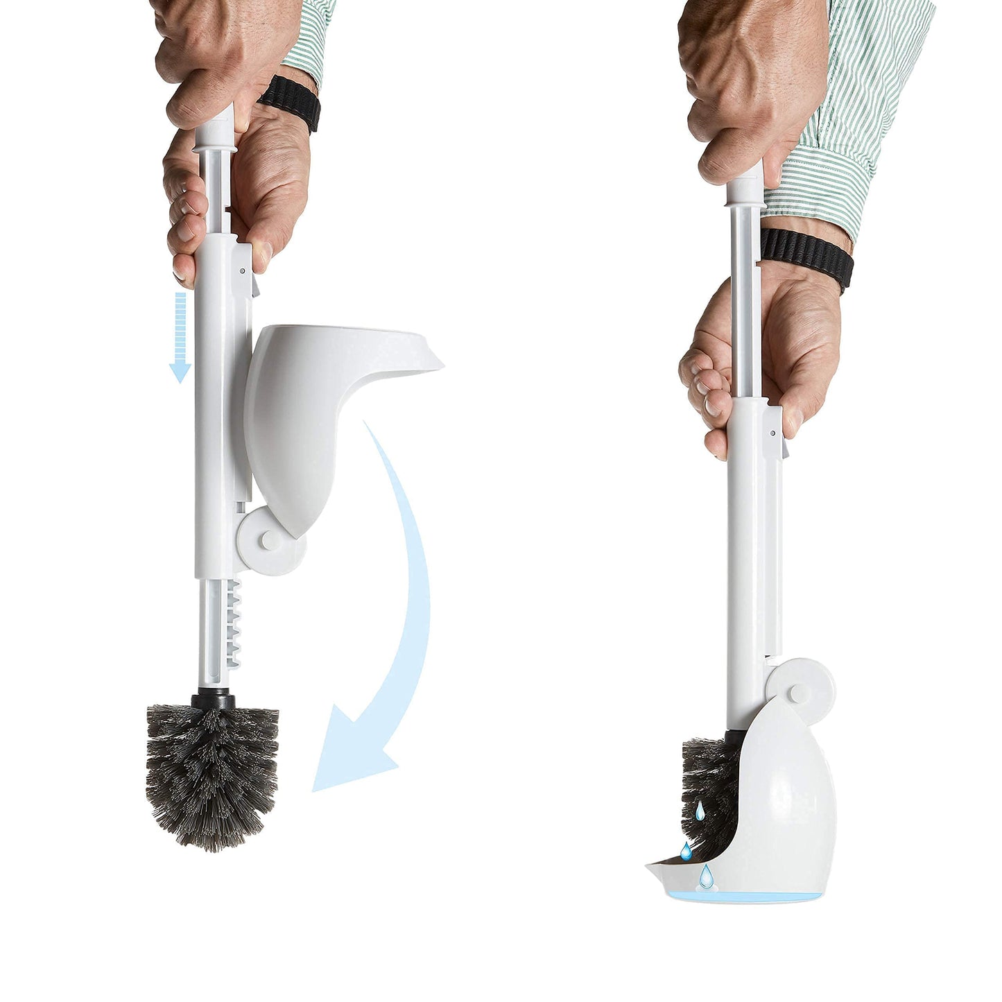 ELYPRO Toilet Brush with Holder - Drip-Free Hygienic Bathroom Scrubber with No-Drip Caddy, Built-in Spout, Fast-Drying Ventilated Design, Compact