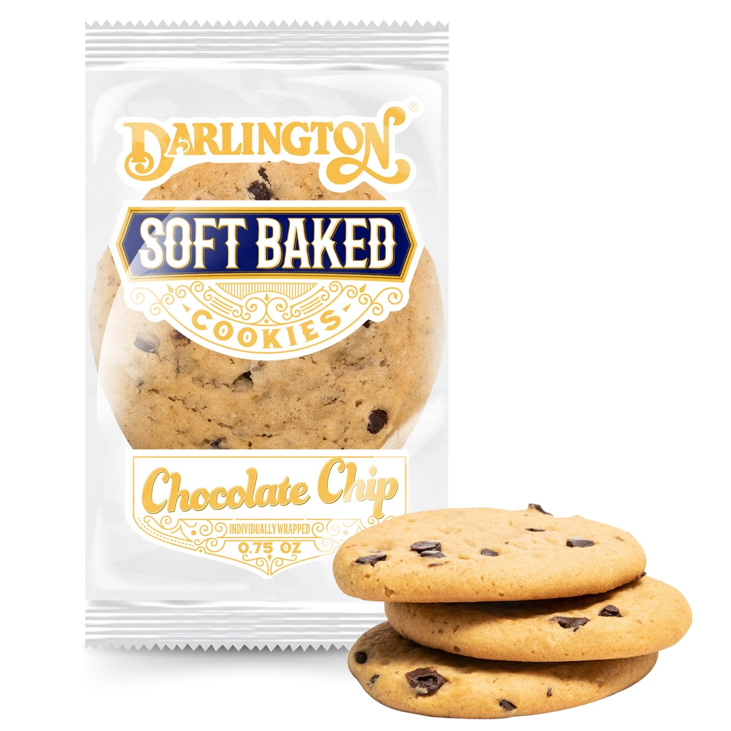 Soft Chocolate Chip Cookies - Bulk Pack of 216, 0.75 oz Each, Individually Wrapped, Chewy & Nut-Free Soft Baked Cookies, Long Shelf Life for On-the-Go