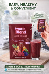Antioxidant Juice Powder Drink Mix with Fiber - Red Fruit & Vegetable Blend (Beet, Acai & Berry), No Added Sugar, 10 Stick Packs | TrueBlend