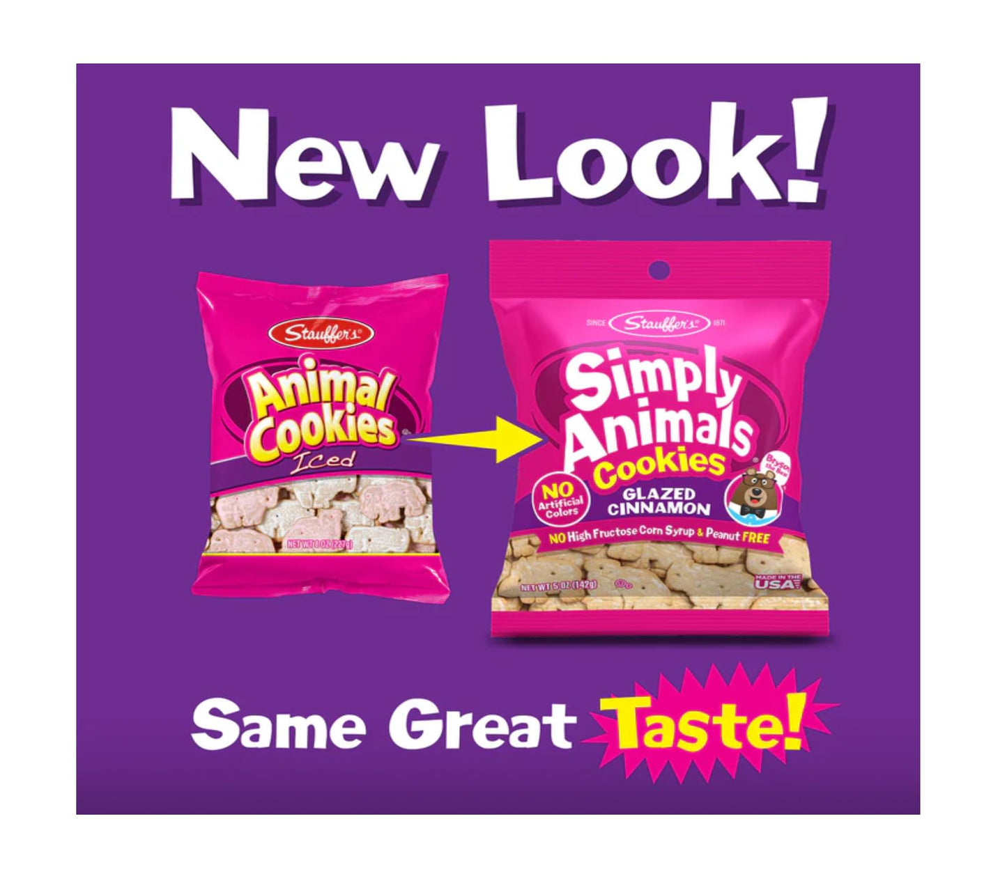 Stauffer's Simply Animals Glazed Cinnamon - Pack of 3 - Delicious and Fun for the Whole Family - 6 Fun Animal Shapes - Simply Fun and Nostalgic