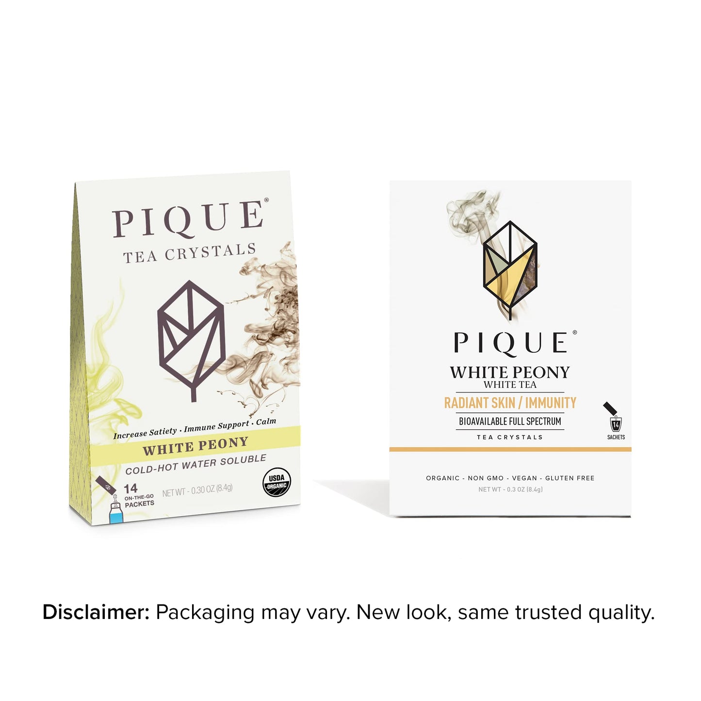 Pique Organic White Peony Tea Crystals - Antioxidants for Radiant Skin, Immune Support, Fujian Chinese Caffeinated Tea - 14 Single Serve Sticks (Pack