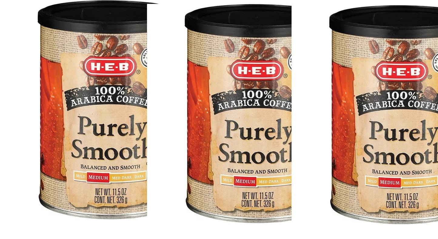 H?E?B Purely Smooth Medium Roast Ground Coffee 11.5 oz(pack of 3)