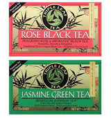 Triple Leaf Tea 2 Flavor Variety Bundle: (1) Rose Black, and (1) Jasmine Green (20 Count)