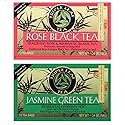 Triple Leaf Tea 2 Flavor Variety Bundle: (1) Rose Black, and (1) Jasmine Green (20 Count)