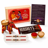 LOVENSPIRE Designer Ganesha Rakhi Gift Hamper for Brother & Bhabhi - Includes 2 Adjustable Rakhi Bracelets, Decorative Haldi Kumkum Holder