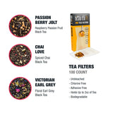 Tiesta Tea - Black Tea Starter Kit, Loose Leaf, Premium Black Gift Set, High Caffeinated, Make Hot or Iced, Variety Pack with 3 Samplers & 100