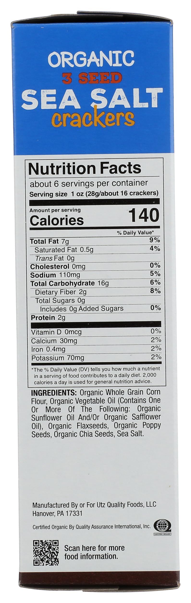 RW GARCIA Organic Sea Salt 3 Seed Crackers, 5.5 OZ