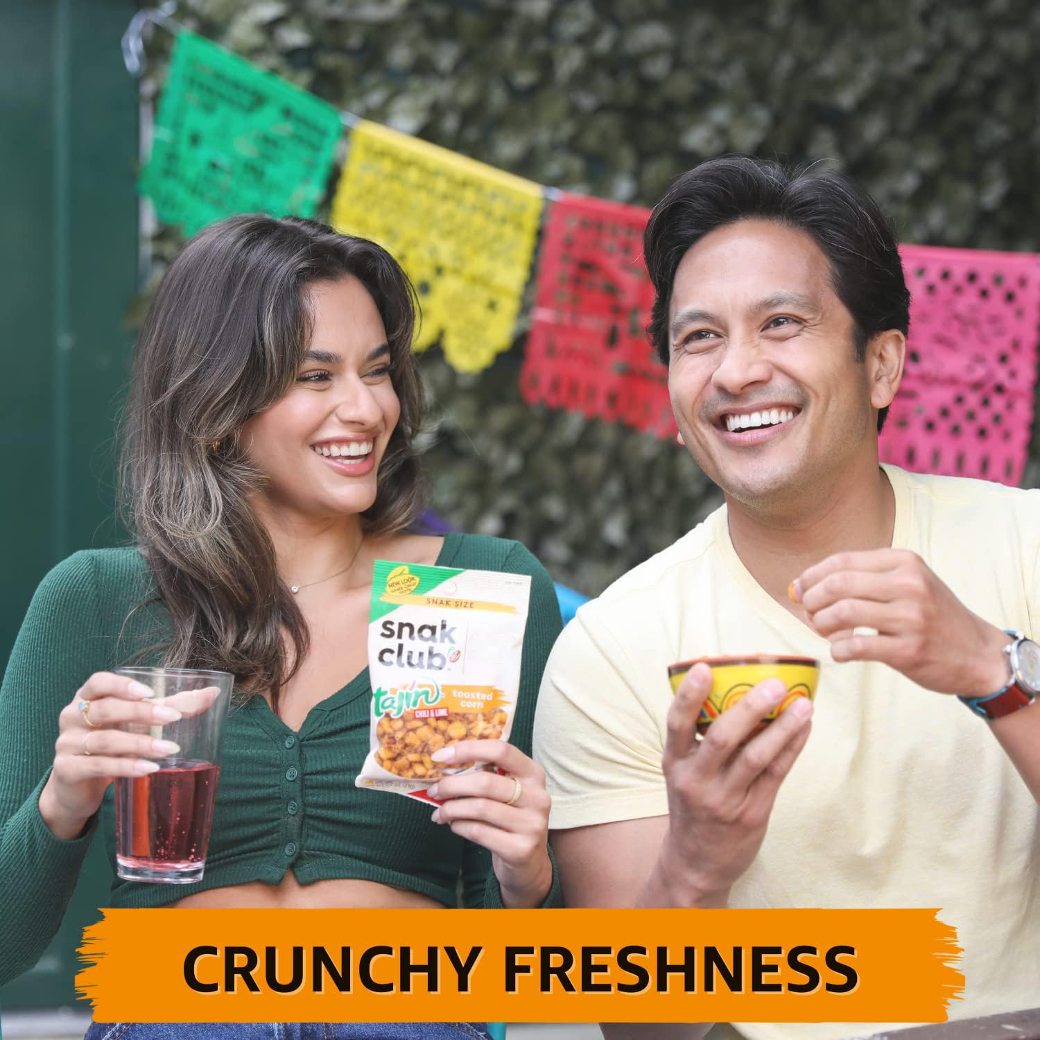 Snak Club Toasted Corn, Tajin Clásico Chili & Lime Flavor, Crunchy, Flavorful Low-Cholesterol Individual Snacks, 2.5oz (Pack of 12)