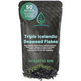 Holistic Bin Triple Icelandic Seaweed Flakes | Wild Harvested in Iceland | Organic Red Atlantic Dulse, Black Nori, & Green Sea Lettuce | Dried Seaweed