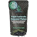 Holistic Bin Triple Icelandic Seaweed Flakes | Wild Harvested in Iceland | Organic Red Atlantic Dulse, Black Nori, & Green Sea Lettuce | Dried Seaweed