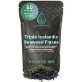 Holistic Bin Triple Icelandic Seaweed Flakes | Wild Harvested in Iceland | Organic Red Atlantic Dulse, Black Nori, & Green Sea Lettuce | Dried Seaweed
