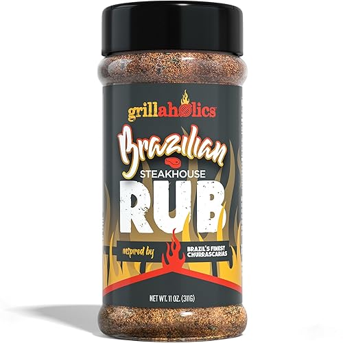 Grillaholics Steak Rub - Brazilian Steakhouse Style Churrasco Seasoning for BBQ, Grilling & Smoking - Bold Blend for Picanha, Ribeye, Beef, Pork