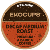 EKOCUPS Organic Decaf Coffee Pods, Swiss Water Decaffeinated Hot or Decaf Iced Coffee For Keurig K Cups Machines, Organic Fair Trade in Recyclable