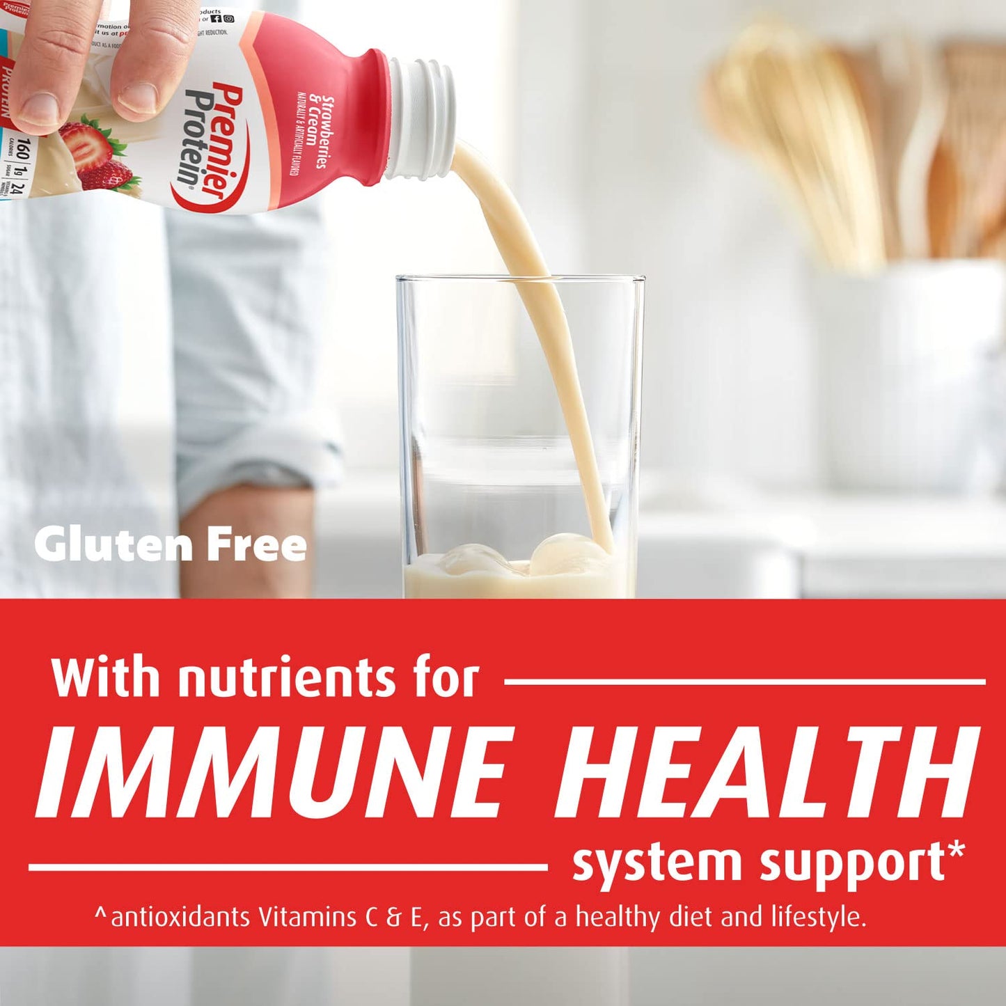 Premier Protein Shake, Strawberries & Cream, 30g Protein, No Added Sugar, 24 Vitamins & Minerals to Support Immune Health, 11.5 fl oz, 1 Pack