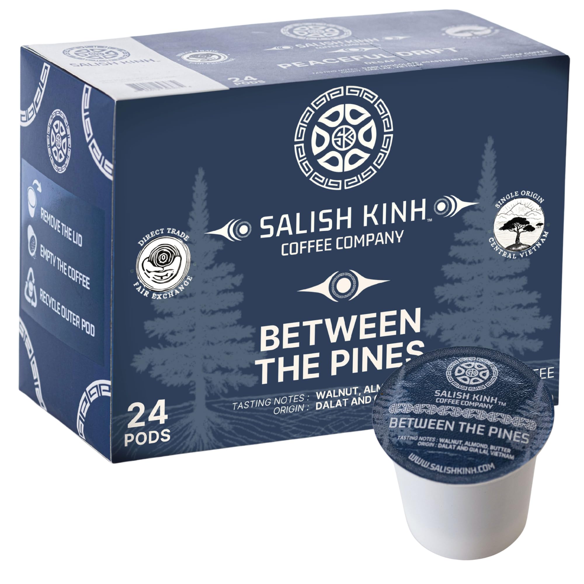 SALISH KINH Between the Pines Vietnamese Coffee Pods | 24 Count | Premium Medium Roast | Rare 60% Arabica / 40% Robusta Blend | Specialty Grade