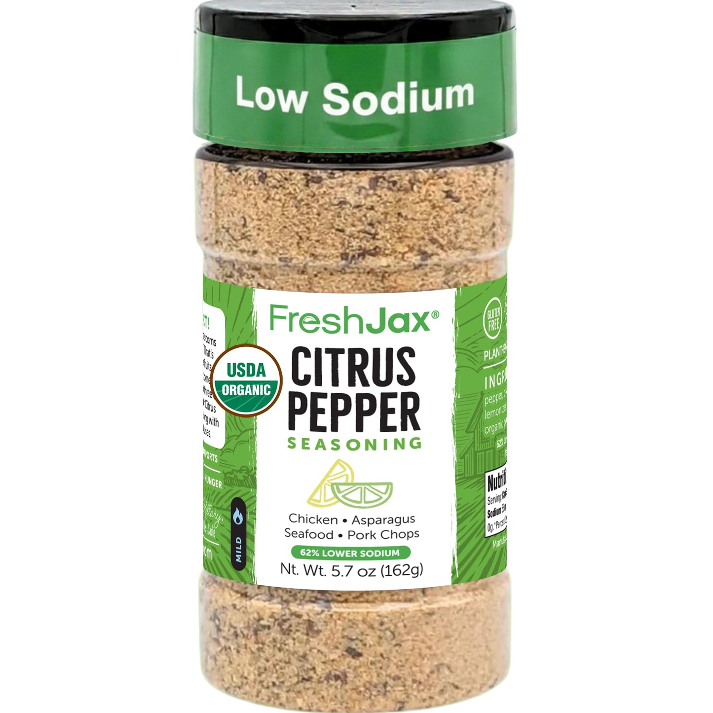 Organic Citrus Pepper Seasoning, FreshJax Zesty Lemon Peppercorn Rub 5.7 oz
