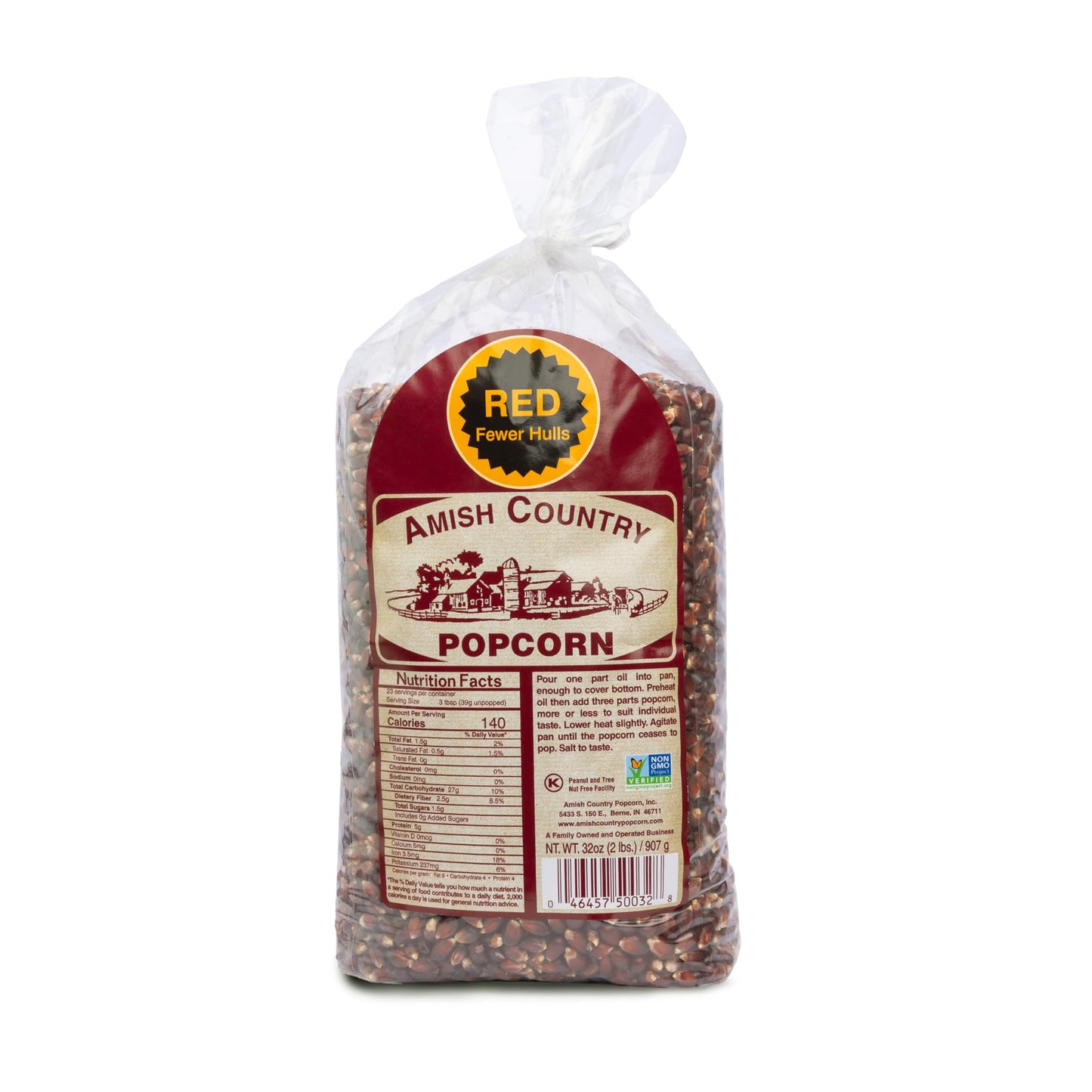 Amish Country Popcorn | 2 lbs Bag | Red Popcorn Kernels | Old Fashioned, Non-GMO and Gluten Free (Red - 2 lbs Bag)