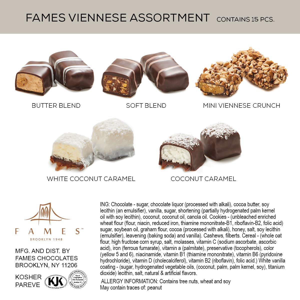 Assorted Chocolate Gift Box - USA Handcrafted Viennese Dark, Rich Coconut, Swirl - Gourmet Kosher Dairy Free Chocolate Gift for Valentine's Day