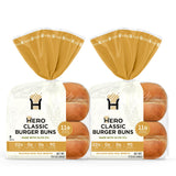 Hero Classic Hamburger Buns - Burger Buns | Net Low Carb Buns | High Fiber, 1g Net Carbs, 0g Sugar & 90 Calories Per Serving Burger Rolls (16 Buns