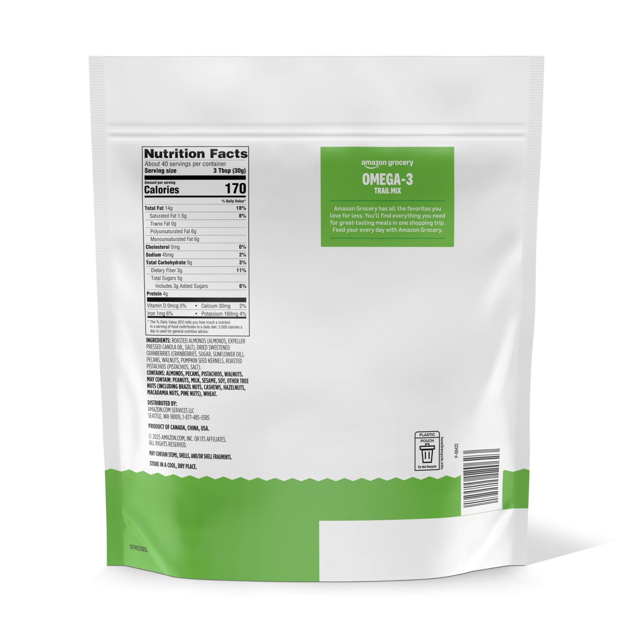 Amazon Grocery, Omega-3 Trail Mix, 42 Oz (Previously Happy Belly, Packaging May Vary)