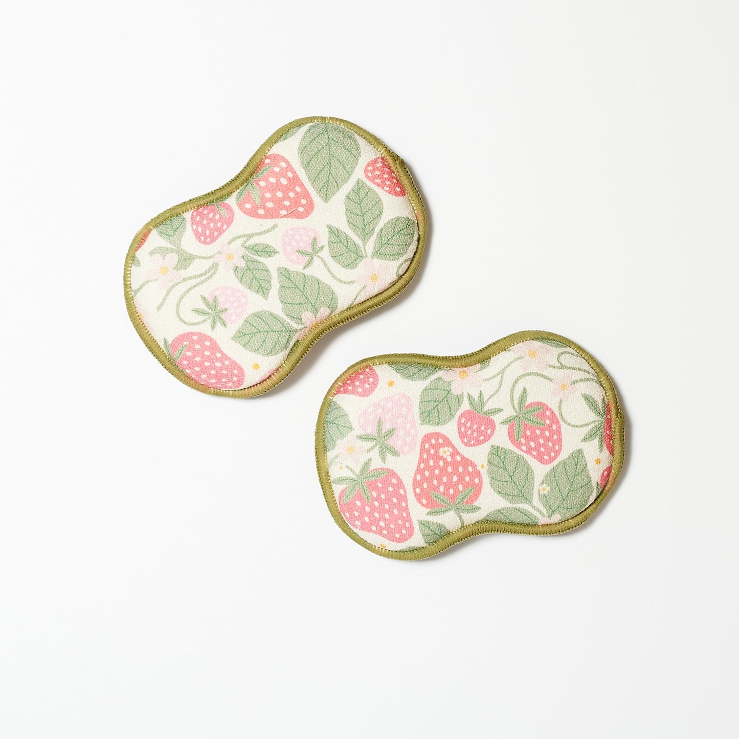 Bright Habits Sponge Set in Strawberry Farm Red - Set of 2 Super Absorbent Washable Reusable Cleaning Sponges Made from Recycled Materials, Durable