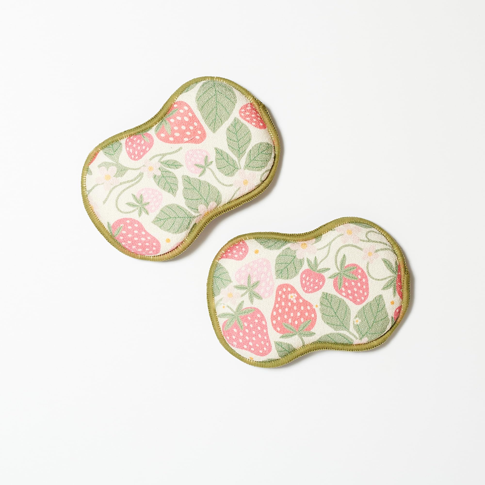 Bright Habits Sponge Set in Strawberry Farm Red - Set of 2 Super Absorbent Washable Reusable Cleaning Sponges Made from Recycled Materials, Durable