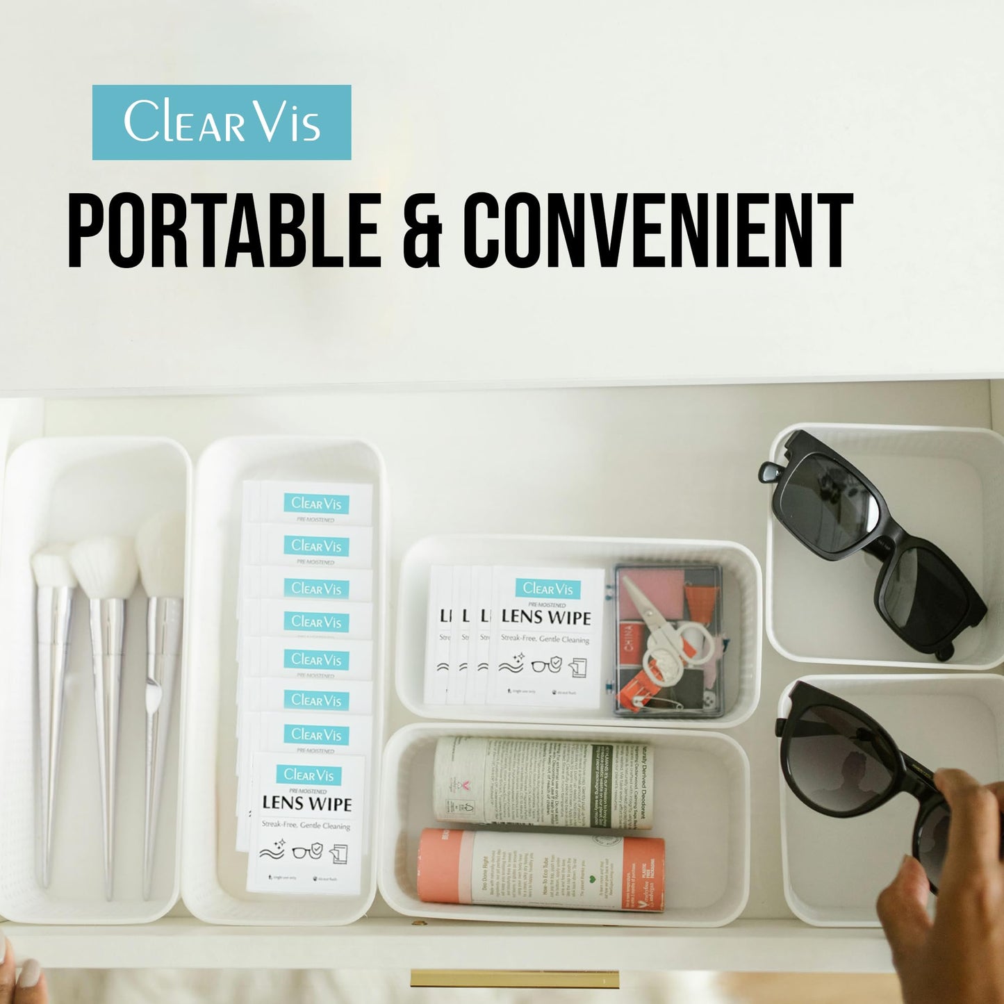 ClearVis Pre-Moistened Lens Wipes - ClearVis 400 Individually Wrapped Wipes, Streak-Free Cleaning for Eyeglasses, Phones, Cameras, Binoculars