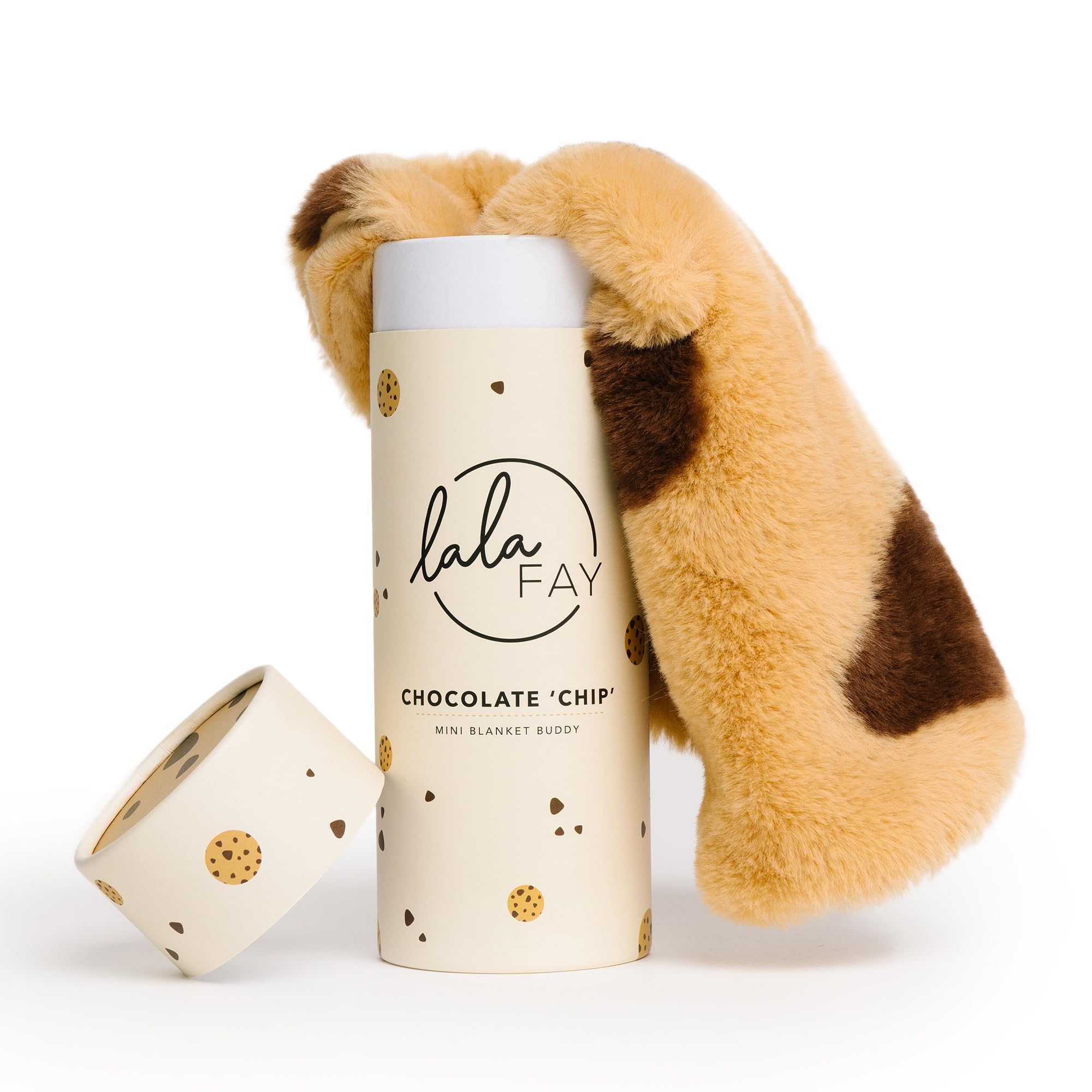 La La Fay Mini Blanket Cookie Buddy - Unisex Luxe Minky Faux Fur Cookie Lovie Baby Security Blanket - Essential Newborn Gifts for Boys and Girls
