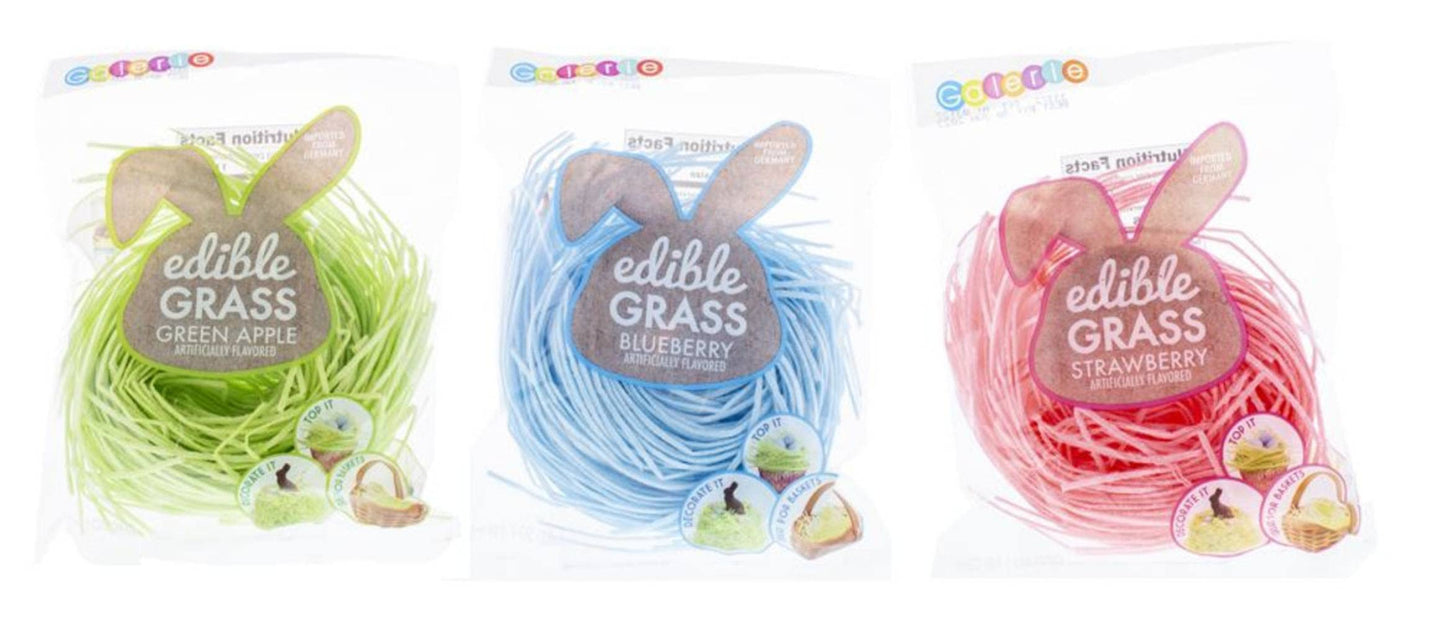 Grandys Candys Edible Easter Grass- Green Apple, Blueberry, Strawberry, & Multi Flavored Bundle-Fun and Delicious Way to Complete Your Easter Baskets