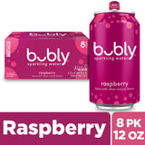 bubly Sparkling Water, Raspberry, Zero Sugar & Zero Calories, 12 Fl Oz Cans (Pack of 8)