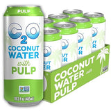 C2O Pure Coconut Water with Pulp, 16.3 Fluid Ounce, Pack of 8