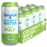 C2O Pure Coconut Water with Pulp, 16.3 Fluid Ounce, Pack of 8