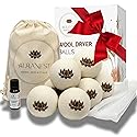 AuraNest Premium Quality Wool Dryer Balls Kit - 100% Organic XL Dryer Balls with Essential Oil & Laundry Mesh Bag, Reusable Fabric Softener
