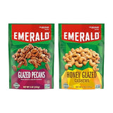 Emerald Nuts Combo Variety Pack Featuring Kettle Glazed Pecans & Honey Glazed Cashews | 5 Oz Resealable Bags | Kosher Certified, Non-GMO, Contains No