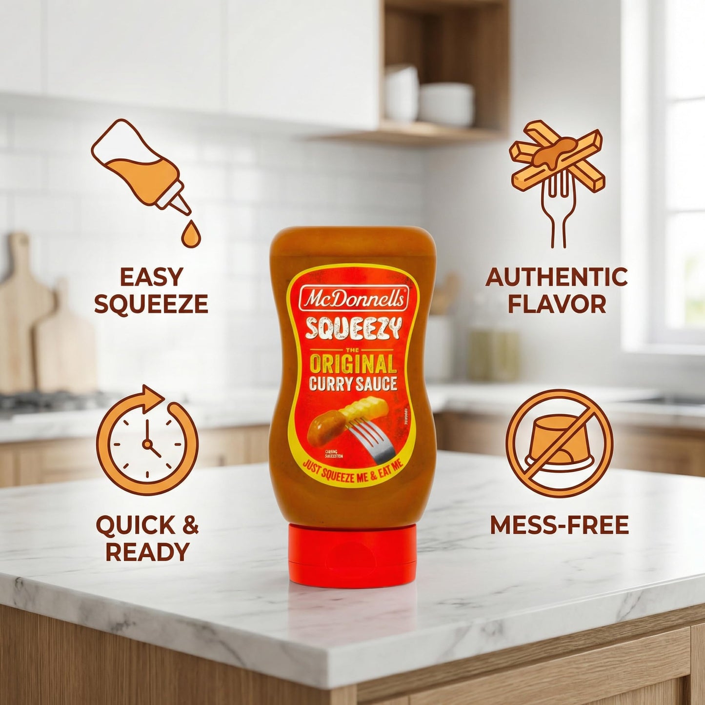 Mcdonnells Curry Sauce - Original Squeeze Curry Sauce 12.35 oz Bottles - Mcdonnells for Easy Meals and Dips - 1 Pack with a Random Item