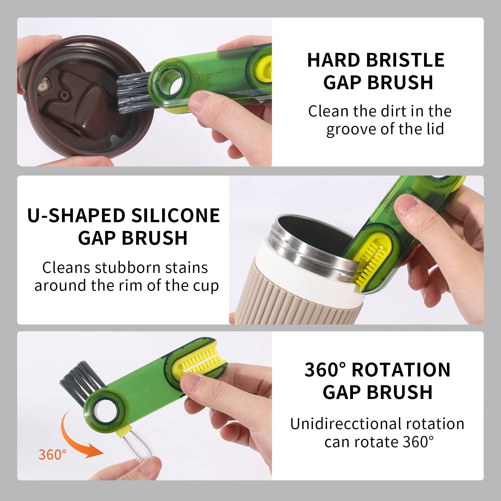 3 in 1 Cup Lid Gap Cleaning Brush Set, Multifunctional Insulation Bottle Cleaning Tools, Mutipurpose Tiny Silicone Cup Holder Cleaner, Home Kitchen