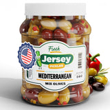 Jersey Pickles - Mediterranean Olives (Half Gallon) - Olives Stuffed - Hand-Stuffed Gourmet Olives with Premium Fillings for Snacks, Charcuterie