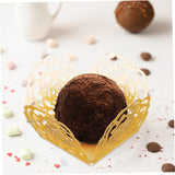FELTECHELECTR 100pcs Flower Edge Truffle Wrappers for Wedding Party Chocolate Cup Liners Safe Paper Dessert Wraps
