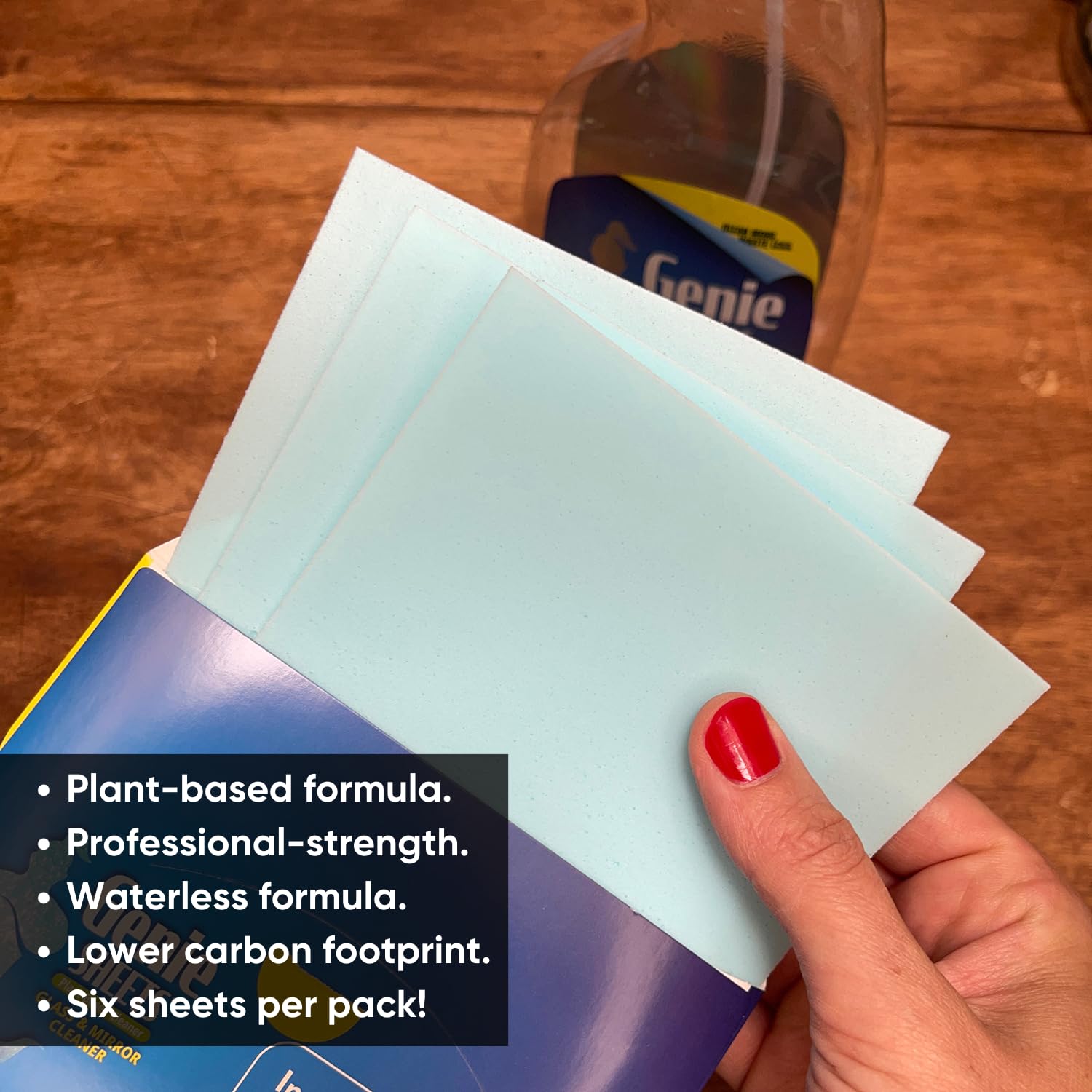 Genie Sheets Glass & Mirror Cleaner | Concentrate Makes 6 24oz Refills | Professional-Strength | Just Add Water | Sustainable Eco-Friendly Plant-Based