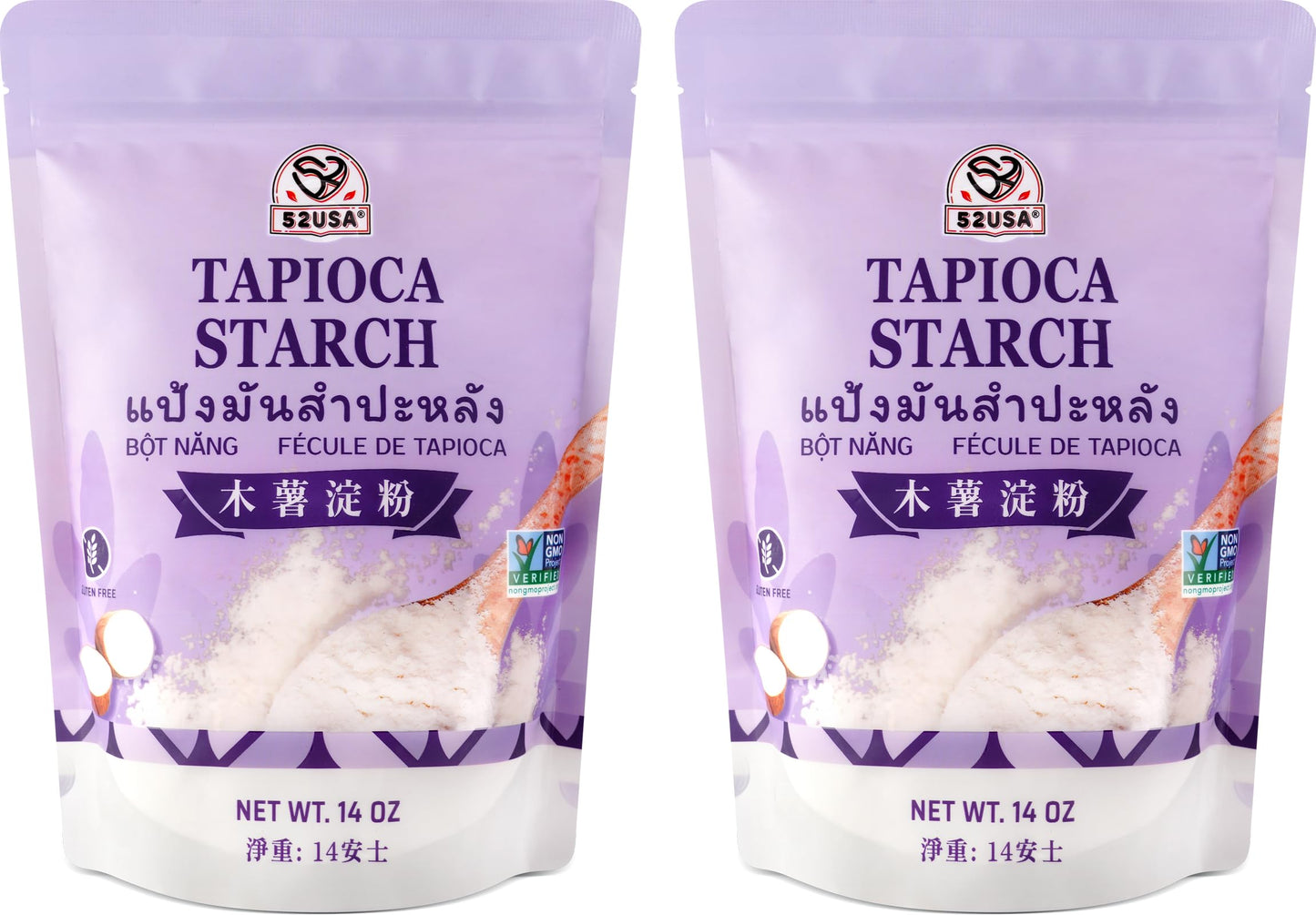 52USA Tapioca Starch, 28oz (Pack of 2), Tapioca Flour (794g), Gluten Free, Kosher, Vegan, No Preservatives, All Natural, Thickener for Soups, Gravies